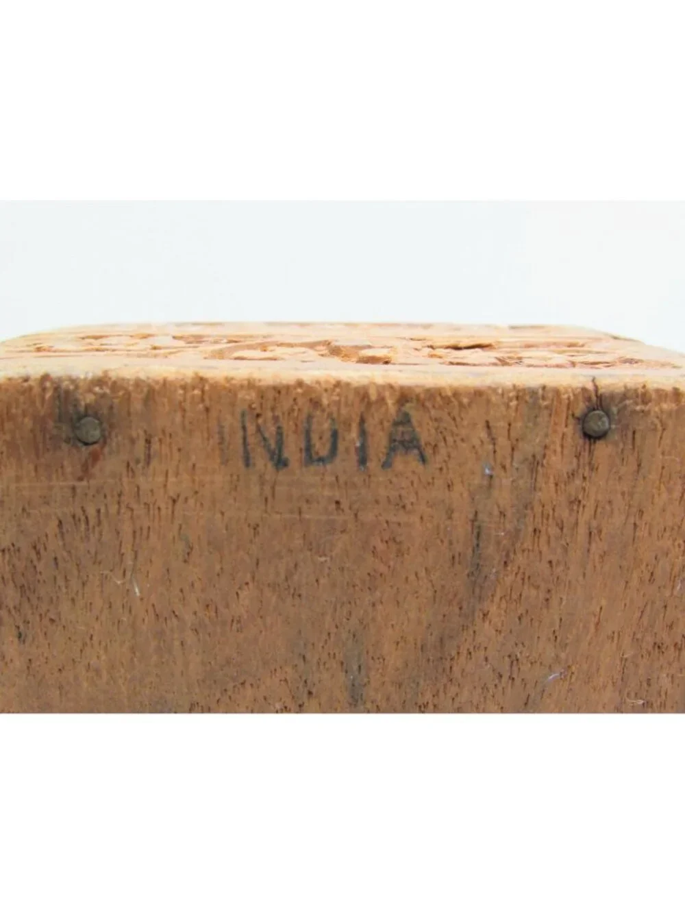 Vintage Hand Carved Floral Ivy Wooden Trinket Box India 5x3x2